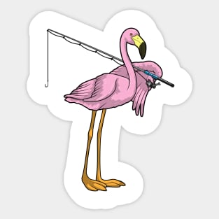 Flamingo Fishing Fisher Fishing rod Sticker